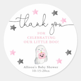 Halloween leuk spookroze wit meisje baby shower ronde sticker