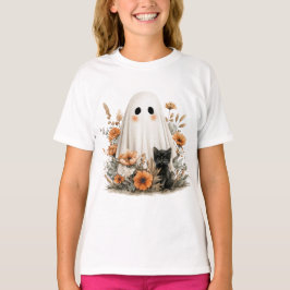 Halloween Leuk T-Shirt - Schattige Ghost & Kittie