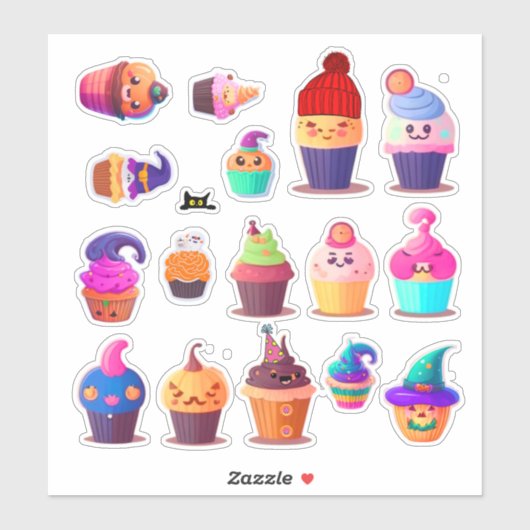 Halloween Leuke Cupcakes Sticker Sheet (Vel)
