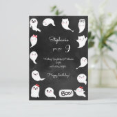 Halloween leuke enge geesten meisje gelukkige verj kaart (Staand voorkant)