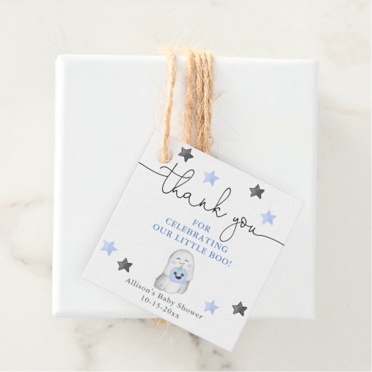 Halloween leuke geest blauw-jongen baby shower bedankjes labels (In situ)
