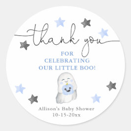 Halloween leuke geest blauw-jongen baby shower ronde sticker