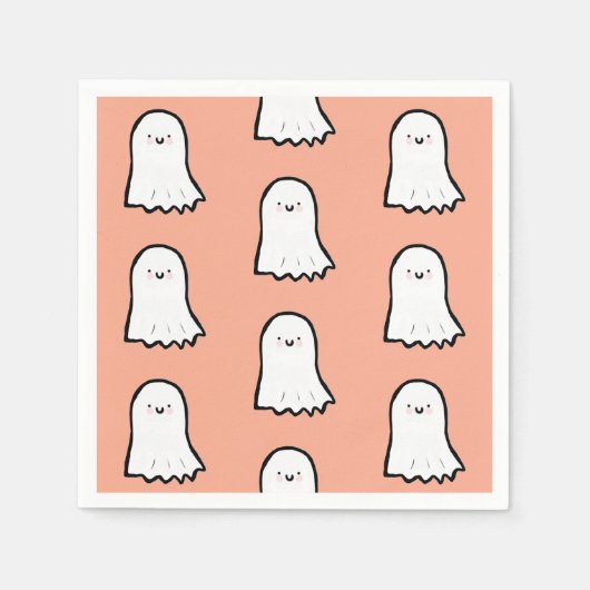 Halloween Leuke Geest Patroon Servet (Voorkant)