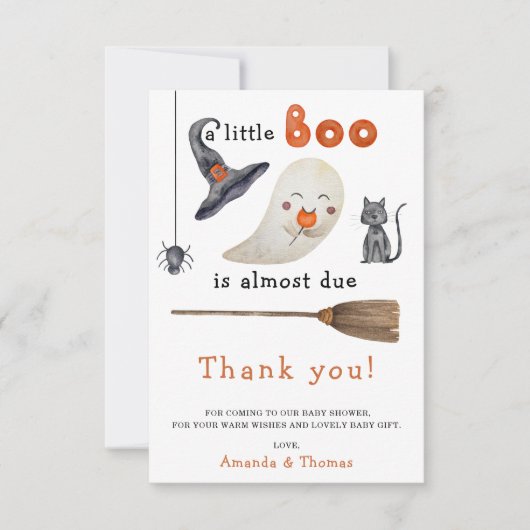 Halloween Leuke Ghost dank u baby shower Bedankkaart (Voorkant)