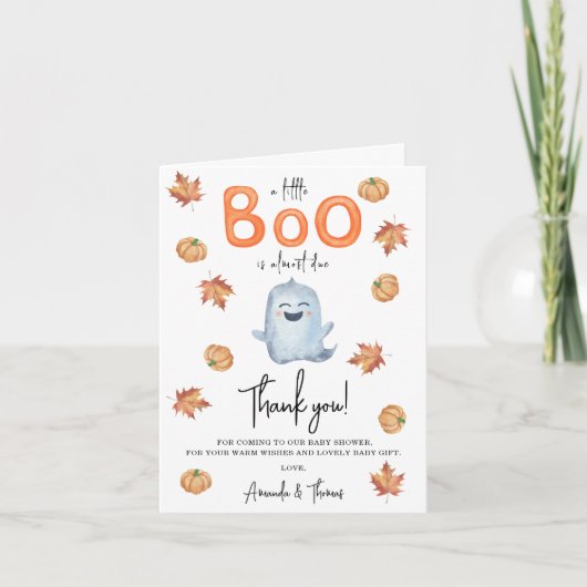 Halloween Leuke Ghost dank u baby shower Bedankkaart (Voorkant)