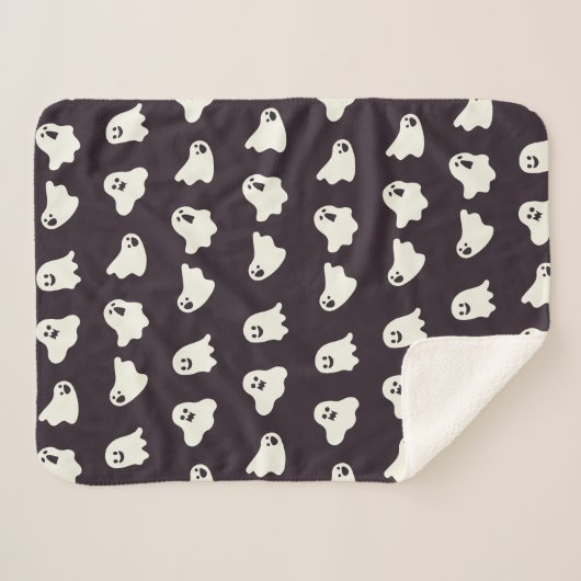 Halloween Leuke Ghost Pattern Herfst Sherpa Deken (Voorkant (horizontaal))