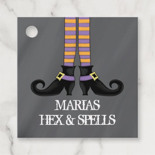 Halloween Leuke Grappige Whimsical Heksenschoenen Bedankjes Labels (Voorkant)
