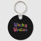 Halloween Leuke Heks Witchy Vrouw Trick Treat Sleutelhanger (Voorkant)