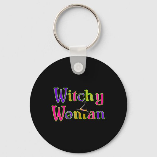 Halloween Leuke Heks Witchy Vrouw Trick Treat Sleutelhanger (Voorkant)