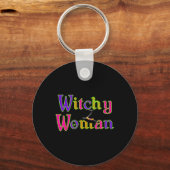 Halloween Leuke Heks Witchy Vrouw Trick Treat Sleutelhanger (Voorkant)