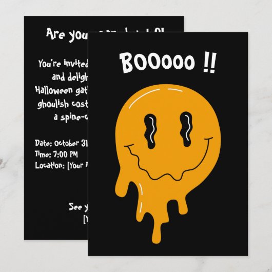 Halloween leuke Oranje spook Kaart (Voorkant / Achterkant)