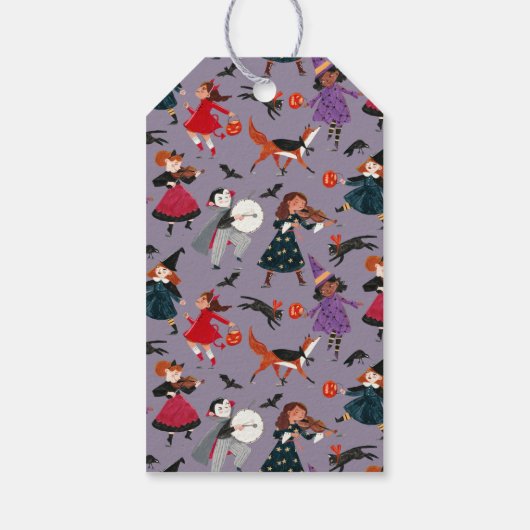 Halloween leuke paarse Trick en Treat heks Cadeaulabel (Achterkant)
