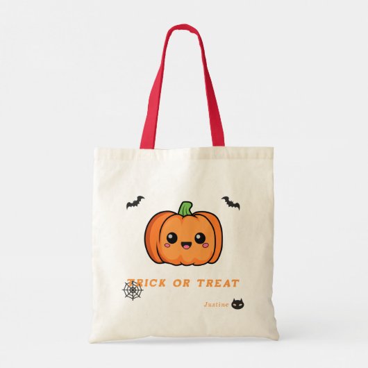 Halloween Leuke Pompoen Canvas tas (Achterkant)