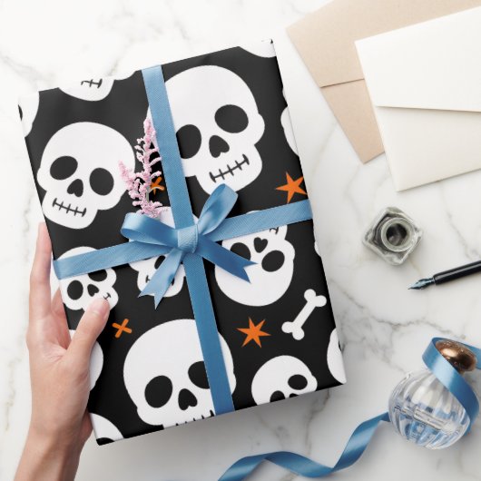 Halloween Leuke Schedel Griezeldossier Cadeaupapier (Geschenken)