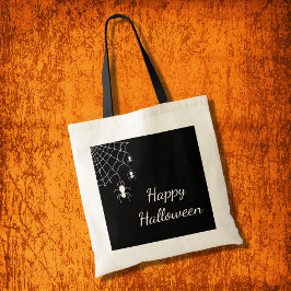 Halloween Leuke Spinnen Zwart Wit Web Gotisch Tote Bag