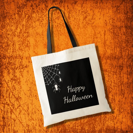 Halloween Leuke Spinnen Zwart Wit Web Gotisch Tote Bag