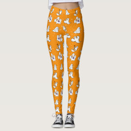 Halloween leuke spoken op oranje achtergrond leggings