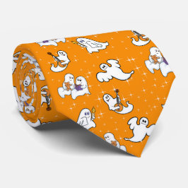 Halloween leuke spoken op oranje achtergrond stropdas