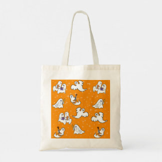 Halloween leuke spoken op oranje achtergrond tote bag