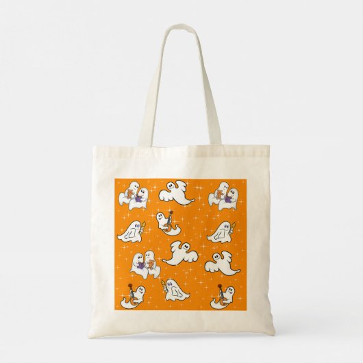 Halloween leuke spoken op oranje achtergrond tote bag (Achterkant)