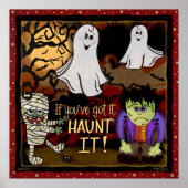 Halloween Leuke Spooky Mummy Ghosts Frankenstein Poster (Voorkant)