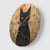 Halloween Leuke Spooky  Zwart Kat Grote Klok (Hoek)