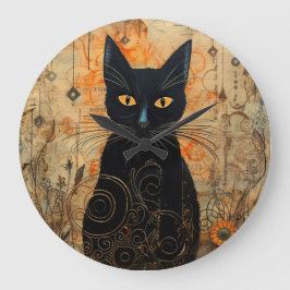 Halloween Leuke Spooky  Zwart Kat Grote Klok