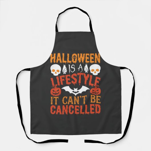 Halloween Levensstijl Vleermuis Pompoen Typografie Schort (Voorkant)
