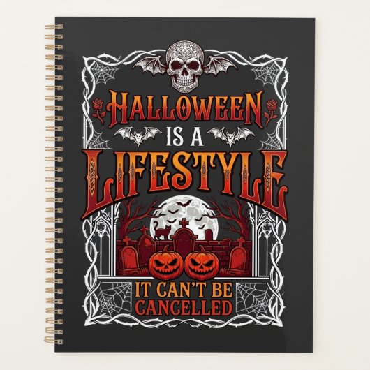 Halloween Levensstijl Vleermuis Schedel Kerkhof Po Planner (Voorkant)