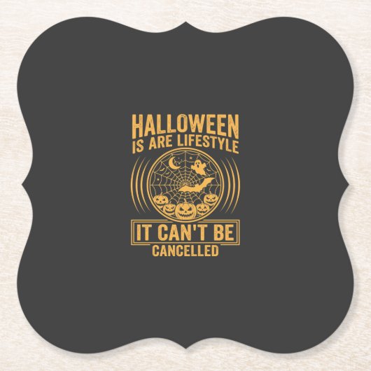 Halloween Levensstijl Vleermuis Spinneweb Ontwerp_ Kartonnen Onderzetters (Voorkant)