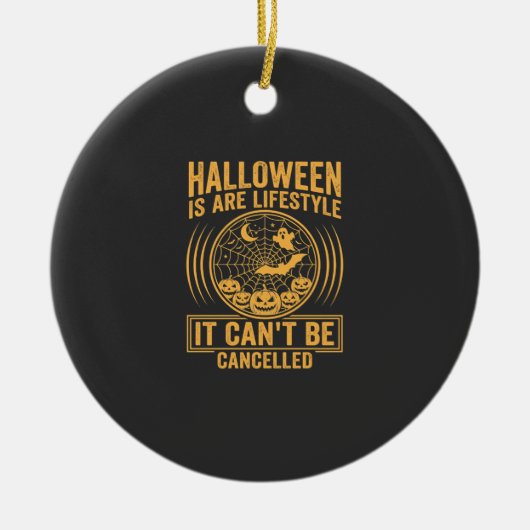 Halloween Levensstijl Vleermuis Spinneweb Ontwerp_ Keramisch Ornament (Voorkant)