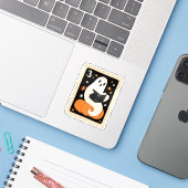  Halloween Lezen Ghost & Pumpkin Stamp Sticker (Laptop met iPhone)