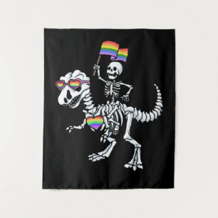 Halloween LGBT Rex Dinosaur Skeleton Gay Pride Wandkleed