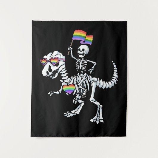 Halloween LGBT Rex Dinosaur Skeleton Gay Pride Wandkleed (Voorkant)
