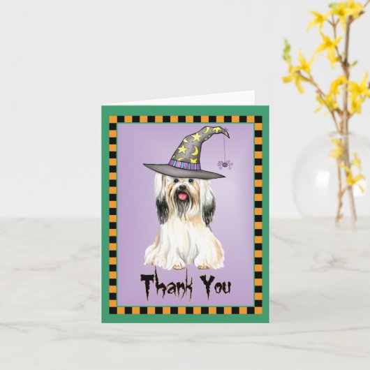 Halloween Lhasa Apso Hartelijk dank Kaart (Gele Bloem)
