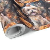 Halloween Lhasa Apso met pompoenen eng Cadeaupapier (Rol Hoek)