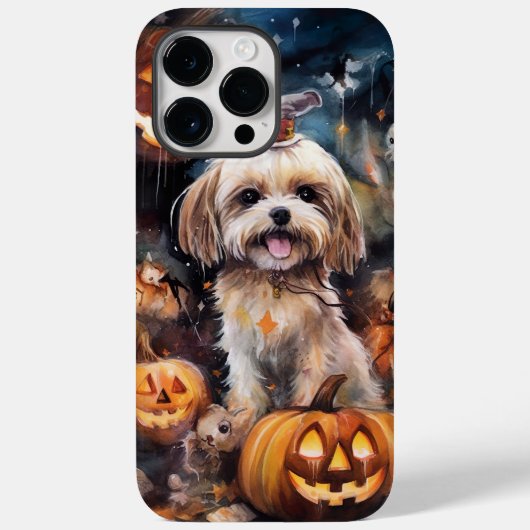 Halloween Lhasa Apso met pompoenen eng Case-Mate iPhone Case (Achterkant)
