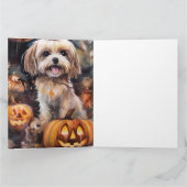Halloween Lhasa Apso met pompoenen eng Kaart (Binnen)