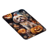 Halloween Lhasa Apso met pompoenen eng Magneet (Rechterzijde)