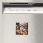 Halloween Lhasa Apso met pompoenen eng Magneet (Insitu (Vaatwasser))