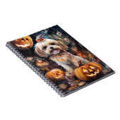 Halloween Lhasa Apso met pompoenen eng Notitieboek (Rechterzijde)