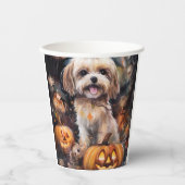 Halloween Lhasa Apso met pompoenen eng Papieren Bekers (Voorkant)