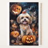 Halloween Lhasa Apso met pompoenen eng Planner (Achterkant)