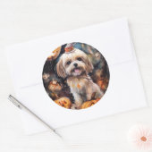 Halloween Lhasa Apso met pompoenen eng Ronde Sticker (Envelop)