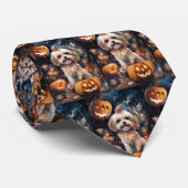 Halloween Lhasa Apso met pompoenen eng Stropdas (Opgerold)