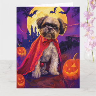 Halloween Lhasa Apso Vampier Pompoenen Griezelen Kaart