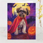 Halloween Lhasa Apso Vampire Pumpkins eng Kaart (Gele Bloem)
