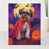 Halloween Lhasa Apso Vampire Pumpkins eng Kaart (Voorkant)
