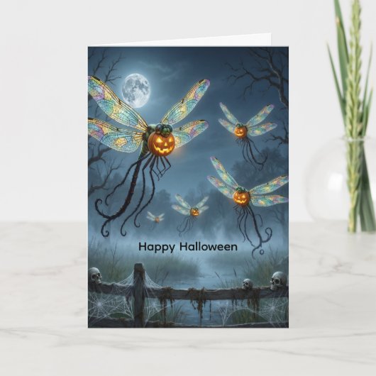 Halloween Libelle Pompoen Kaart (Voorkant)