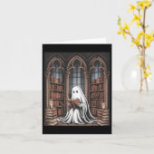 Halloween Librarian Ghost Reading Books Liefhebber Kaart (Gele Bloem)